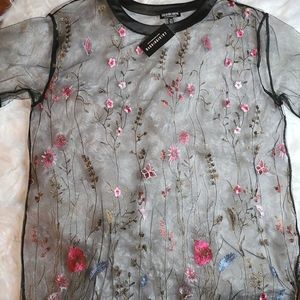 Fashion nova sheer black Top with flowers